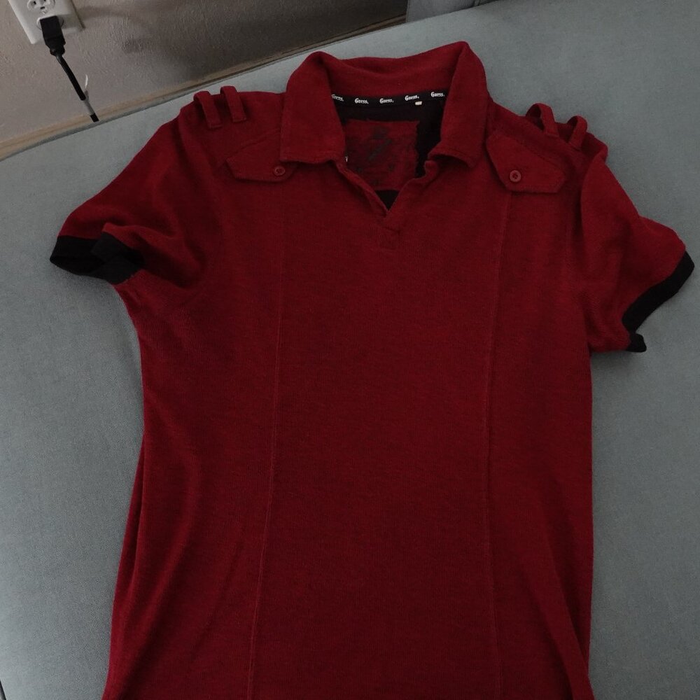 Guess Polo - Slim fit - stylish Dark Red and Black Men's Medium